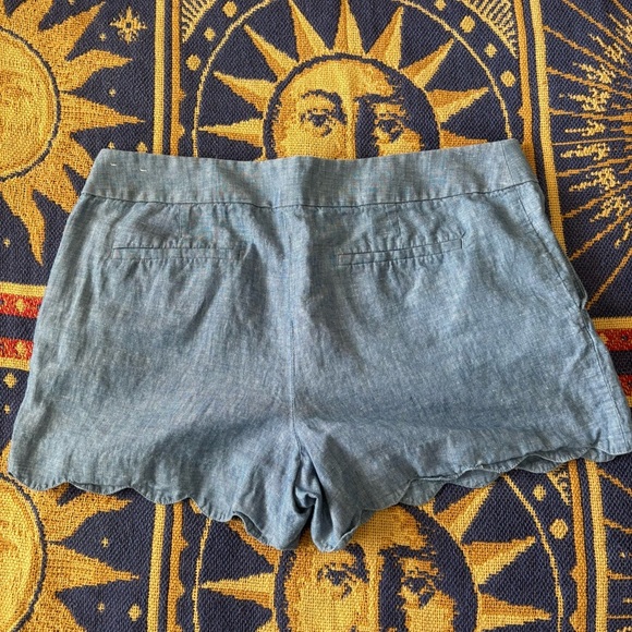 Ann Taylor LOFT The Riviera Short Linen Blend Scalloped Hem Pockets Blue Size 10 - Picture 7 of 10